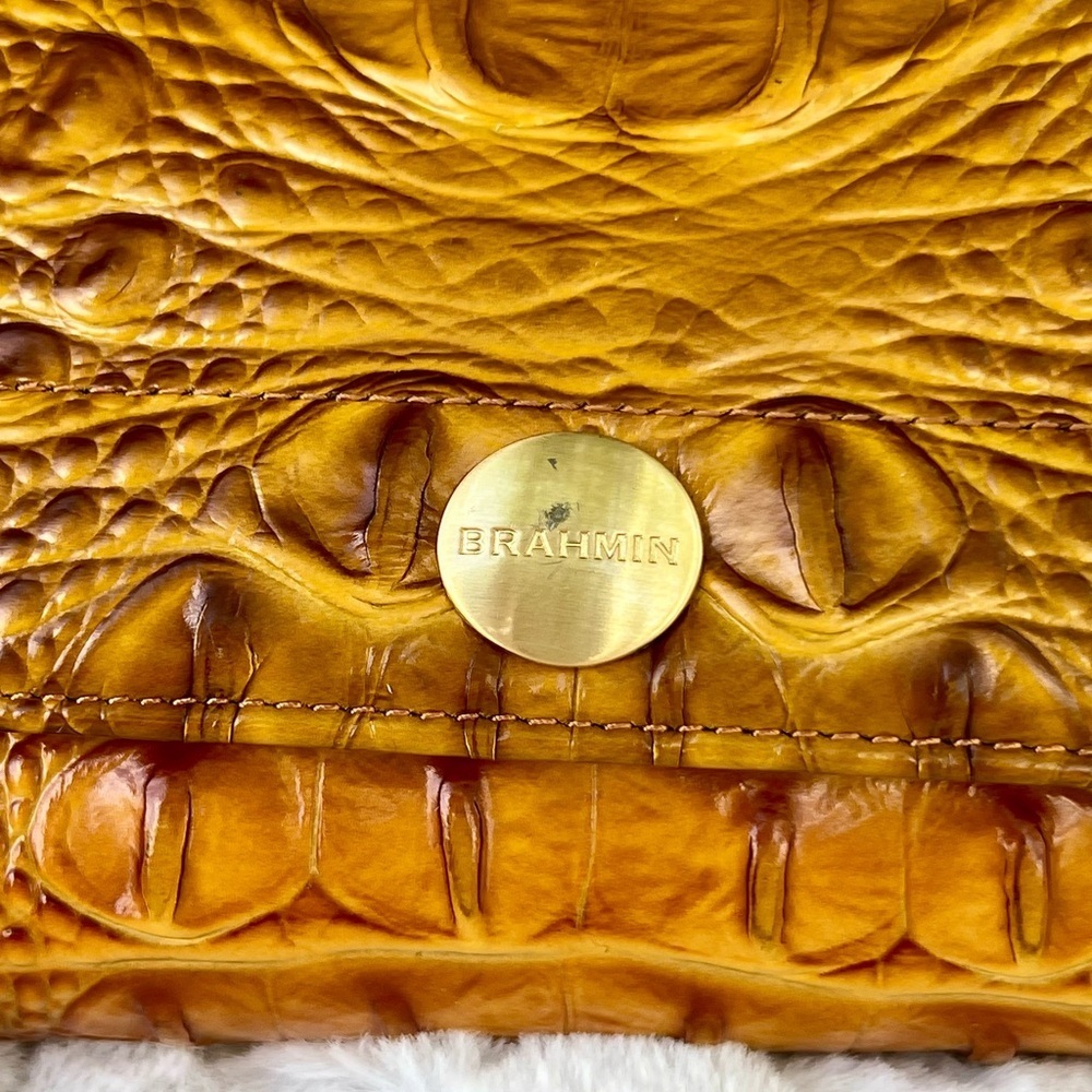 Brahmin Tan Croc-Embossed Satchel with Strap and Pouch - Picture 10 of 16